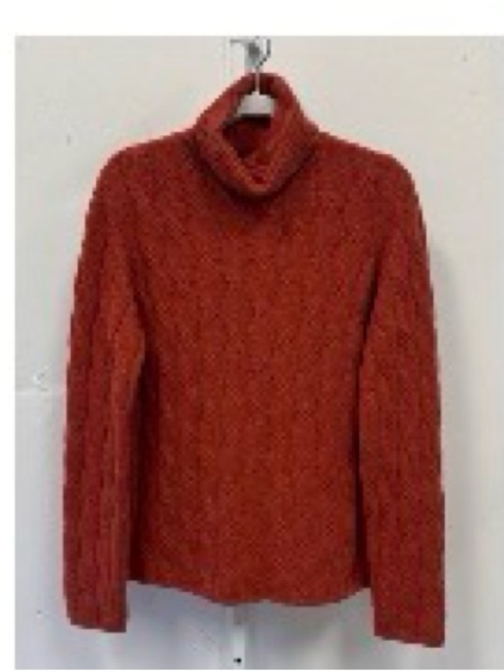 Vintage Pure Cashmere Turtleneck Sweater Burnt Orange Cable Knit 100% Cashmere